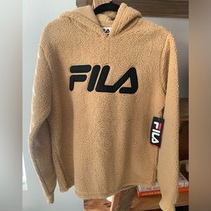 Brand New FILA Sherpa Hoodie, camel color, sz XL